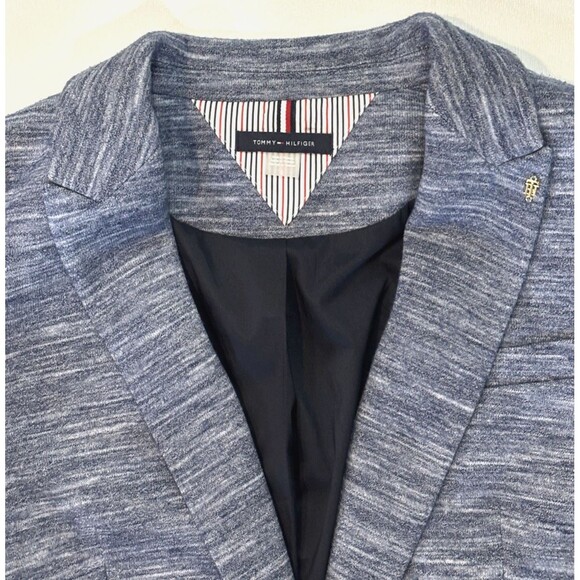 Tommy Hilfiger Women’s Blazer Size 6 Blue Single Button Jacket Elbow Patch Work - Picture 7 of 11